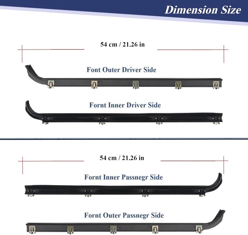 ItranMc Window Molding Sweep Felt Trim Seal for 1987-1997 Ford F150 F250 F350 Bronco,Front Inner & Outer Door Weatherstrip Window Seal Belt,Replace#E7TZ1521452A E7TZ1521453A F2TZ1521456A F2TZ1521457A - Image 3